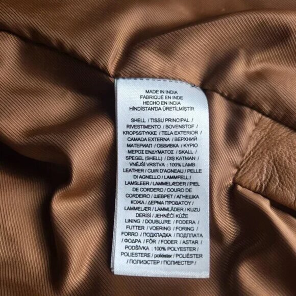 Lauren Ralph Lauren Oversize 4 Lambskin Leather Burnished Jacket NWT Cognac - Picture 10 of 10